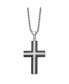 ფოტო #1 პროდუქტის Black IP-plated Laser Cut Cross Pendant Rope Chain Necklace