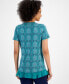 Фото #2 товара Petite Printed Ruffled-Hem Printed Top, Created for Macy's