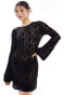 In The Style exclusive crochet bell sleeve mini beach dress in black Черный, EU 42-44 - фото #4