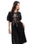 Фото #3 товара ASOS DESIGN puff sleeve tie front maxi dress in black