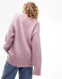 Фото #3 товара Topshop knitted long line v neck boucle jumper in pink