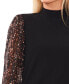 Фото #3 товара Women's Sheer Printed Long-Sleeve Mock Neck Top + About Brand Blub