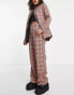 Фото #4 товара Noisy May Petite tailored trouser co-ord in brown and pink check