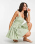 Фото #2 товара ASOS DESIGN strappy mini skater sundress in sage green