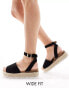 Truffle Collection wide fit flatform espadrille in black Черный, 36 - фото #1