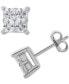ფოტო #1 პროდუქტის Diamond Seamless Cluster Princess Stud Earrings (2 ct. t.w.) in 14k White Gold