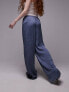 Фото #7 товара Topshop crinkle satin wide leg pull on trouser in air force blue