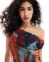 ASOS DESIGN fallen shoulder maxi dress in bold abstract print Verschwommen abstrakt, 40 - фото #3