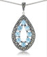 Blue Topaz (2-3/8 ct. t.w.) & Marcasite Teardrop Pendant on 18" Chain in Sterling Silver