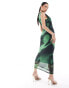 Фото #3 товара French Connection Tarissa mesh midi dress in green abstract print