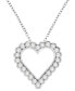 ფოტო #1 პროდუქტის Diamond Open Heart 18" Pendant Necklace (1 ct. t.w.) in 14k White Gold