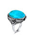 ფოტო #3 პროდუქტის Leaf Large Oval Natural Turquoise Statement Ring Western Jewelry For Women .925 Sterling Silver