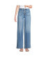 Фото #1 товара Petite Denim High Rise Button Front Patch Pocket Wide Leg Jeans