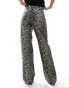 New Look wide leg jeans in leopard print