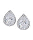 Cubic Zirconia Pear Halo Stud Earrings