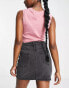 DTT Gabby high waisted denim skirt in washed black