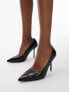 Topshop Wide Fit Erin patent court shoe in black