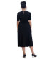 ფოტო #4 პროდუქტის Women's Contrast-Trim Short-Sleeve Midi Dress