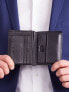 Фото #3 товара Мужское портмоне кожаное черное вертикальное без застежки  Portfel-CE-PR-N1010-PAK.89-czarny Factory Price