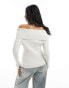 Weekday Vanna zip through off-shoulder cardigan in off-white