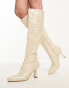 Фото #1 товара Simmi London Benedict heeled knee boots in off white snake