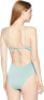 Hobie Women's 239439 High Neck Strappy Front One Piece Ice Blue Swimsuit Size M