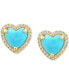 Фото #3 товара EFFY® Turquoise & Diamond (1/6 ct. t.w.) Heart Halo Stud Earrings in 14k Gold