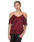 Фото #1 товара Women's Snakeskin-Print Cold-Shoulder Chain Top
