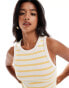 Vila Petite Premium racer neck midi dress in yellow stripe