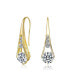 Фото #1 товара Sterling Silver 14K Gold Plated Clear Cubic Zirconia Pear Drop Hook Earrings