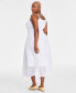 Фото #4 товара Trendy Plus Size Cotton Eyelet Smocked-Waist Dress, Created for Macy's