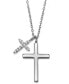 ფოტო #1 პროდუქტის Cubic Zirconia Double Cross 18" Pendant Necklace in Sterling Silver