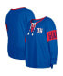 ფოტო #1 პროდუქტის Women's Royal New York Giants Plus Size Lace-Up Notch Neck Long Sleeve T-shirt
