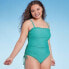 Women's Lettuce Edge Bandeau One Piece Swimsuit - Shade & Shore Teal Green L