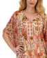 Фото #4 товара Women's Short Sleeve Printed Embellished Caftan Dress, Created for Macy's