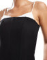 Фото #3 товара Extro & Vert Tall corset top with black bra detail in black & white co-ord