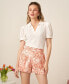 Фото #5 товара Women's Floral High Rise Belted Pleated Shorts