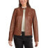 Фото #2 товара Cole Haan Petite Stand Collar Leather Moto Jacket Bown PXL