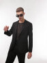 Topman stretch slim textured suit jacket in black