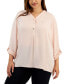 Фото #1 товара Plus Size V-Neck Roll-Tab Utility Top, Created for Macy's