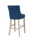 Фото #10 товара 29" Linen Tufted Buttons Upholstered Wingback Bar Stool (Set of 3)