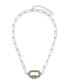 Фото #2 товара Sterling Forever pave Cubic Zirconia Carabiner Linked Lock Necklace