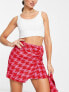 River Island co-ord dogtooth boucle skort in bright pink