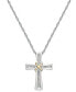 Diamond Cross X Pendant Necklace in Sterling Silver and 14k Gold (1/10 ct. t.w.)