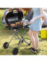 15000 BTU Portable Propane BBQ Grill with Wheels and Side Shelf-Black