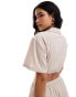 Esmee Exclusive textured tie front beach crop top co-ord in oat