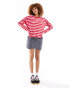 Monki long sleeve top in red and pink stripes