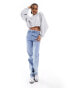 Фото #6 товара Pieces Tall Bella high waisted straight leg jeans in light blue