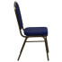 Hercules Series Crown Back Stacking Banquet Chair In Navy Blue Patterned Fabric - Gold Vein Frame