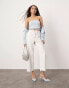 Фото #1 товара ASOS DESIGN barrel leg jeans with cinch waist in ecru